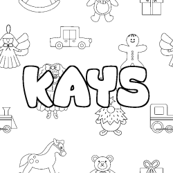 Coloriage pr&eacute;nom KAYS - d&eacute;cor Jouets