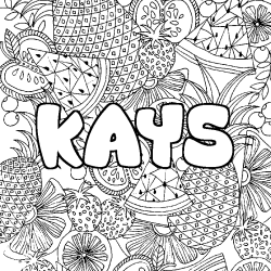 Coloriage prénom KAYS - décor Mandala fruits