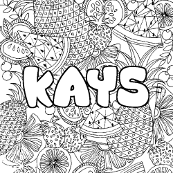 Coloriage pr&eacute;nom KAYS - d&eacute;cor Mandala fruits