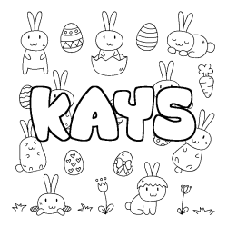 Coloriage prénom KAYS - décor Paques