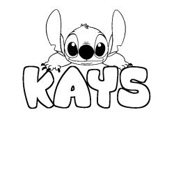 Coloriage prénom KAYS - décor Stitch