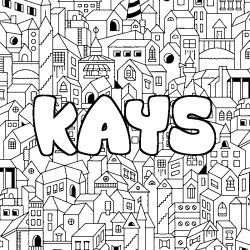 Coloriage prénom KAYS - décor Ville