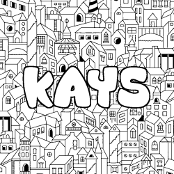 Coloriage pr&eacute;nom KAYS - d&eacute;cor Ville