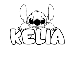 Coloriage prénom KELIA - décor Stitch