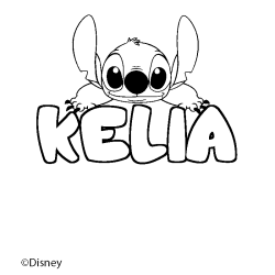 Coloriage pr&eacute;nom KELIA - d&eacute;cor Stitch