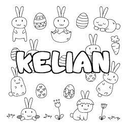 Coloriage pr&eacute;nom KELIAN - d&eacute;cor Paques