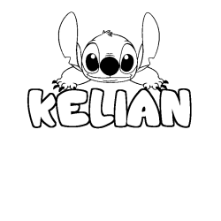 Coloriage prénom KELIAN - décor Stitch
