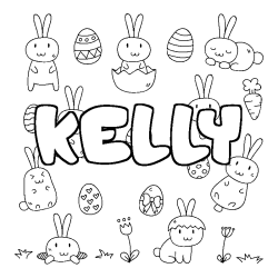 Coloriage KELLY - d&eacute;cor Paques