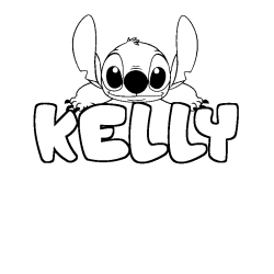 Coloriage prénom KELLY - décor Stitch