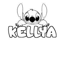Coloriage prénom KELLYA - décor Stitch