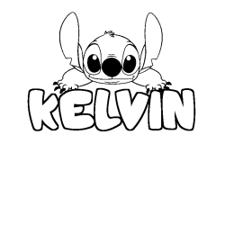 Coloriage prénom KELVIN - décor Stitch