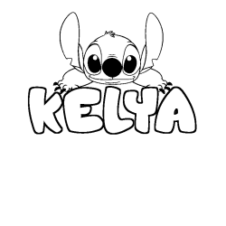 Coloriage prénom KELYA - décor Stitch