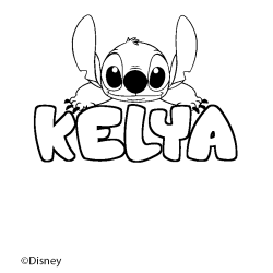 Coloriage pr&eacute;nom KELYA - d&eacute;cor Stitch