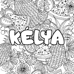 Coloriage pr&eacute;nom K&Eacute;LYA - d&eacute;cor Mandala fruits