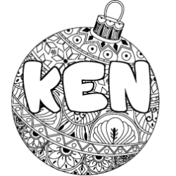 Coloriage prénom KEN - décor Boule de Noël