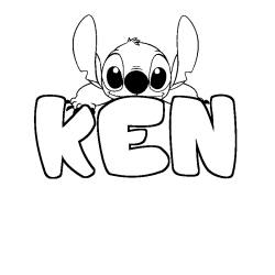 Coloriage prénom KEN - décor Stitch