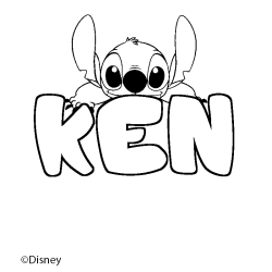 Coloriage pr&eacute;nom KEN - d&eacute;cor Stitch