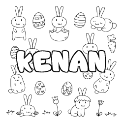 Coloriage pr&eacute;nom KENAN - d&eacute;cor Paques