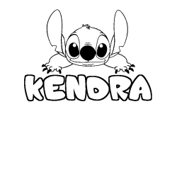 Coloriage prénom KENDRA - décor Stitch