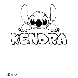 Coloriage pr&eacute;nom KENDRA - d&eacute;cor Stitch