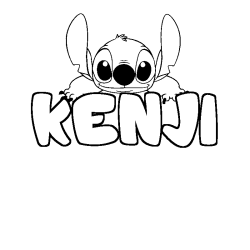 Coloriage prénom KENJI - décor Stitch