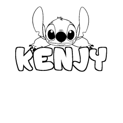Coloriage prénom KENJY - décor Stitch