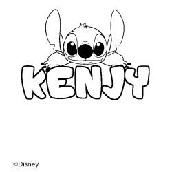 Coloriage pr&eacute;nom KENJY - d&eacute;cor Stitch