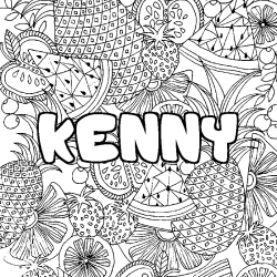 Coloriage pr&eacute;nom KENNY - d&eacute;cor Mandala fruits