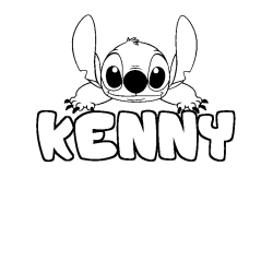 Coloriage prénom KENNY - décor Stitch