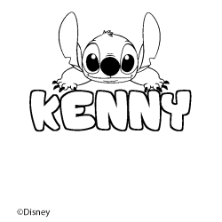 Coloriage pr&eacute;nom KENNY - d&eacute;cor Stitch