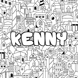 Coloriage prénom KENNY - décor Ville