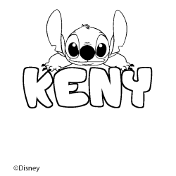 Coloriage pr&eacute;nom KENY - d&eacute;cor Stitch