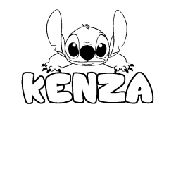 Coloriage prénom KENZA - décor Stitch