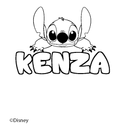 Coloriage pr&eacute;nom KENZA - d&eacute;cor Stitch