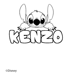 Coloriage pr&eacute;nom KENZO - d&eacute;cor Stitch