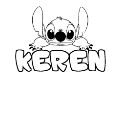 Coloriage prénom KEREN - décor Stitch