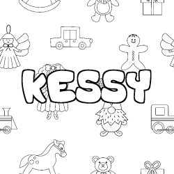 Coloriage prénom KESSY - décor Jouets