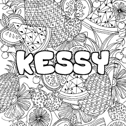 Coloriage prénom KESSY - décor Mandala fruits