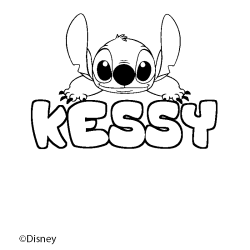 Coloriage pr&eacute;nom KESSY - d&eacute;cor Stitch