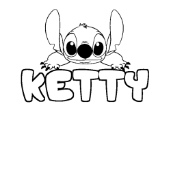 Coloriage prénom KETTY - décor Stitch
