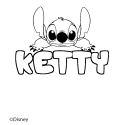 Coloriage pr&eacute;nom KETTY - d&eacute;cor Stitch