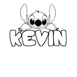 Coloriage prénom KEVIN - décor Stitch