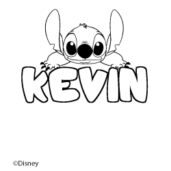 Coloriage pr&eacute;nom KEVIN - d&eacute;cor Stitch