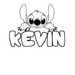 Coloriage prénom KÉVIN - décor Stitch