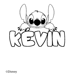 Coloriage pr&eacute;nom K&Eacute;VIN - d&eacute;cor Stitch