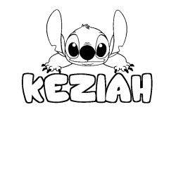 Coloriage prénom KEZIAH - décor Stitch