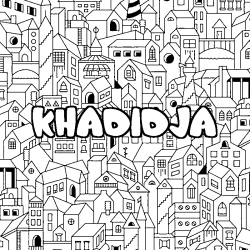 Coloriage prénom KHADIDJA - décor Ville