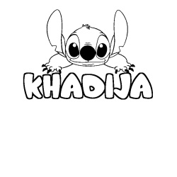 Coloriage prénom KHADIJA - décor Stitch