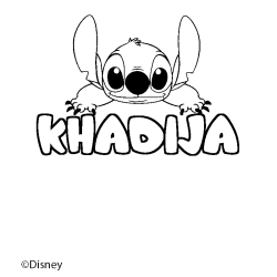 Coloriage pr&eacute;nom KHADIJA - d&eacute;cor Stitch