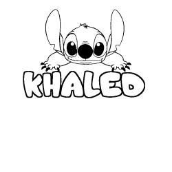 Coloriage prénom KHALED - décor Stitch